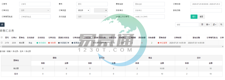 易景通景区票务系统:销售汇总表 易景通景区票务系统:销售汇总表